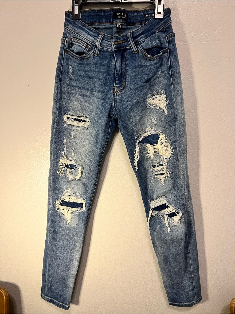 Judy Blue Women’s Distressed Skinny Jeans - Light Blue, Size 3/26